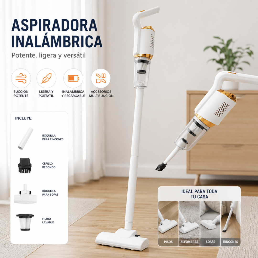 VacuPro™ Aspirador Inalámbrico Portátil 120W | Potencia Profesional para Hogar y Coche